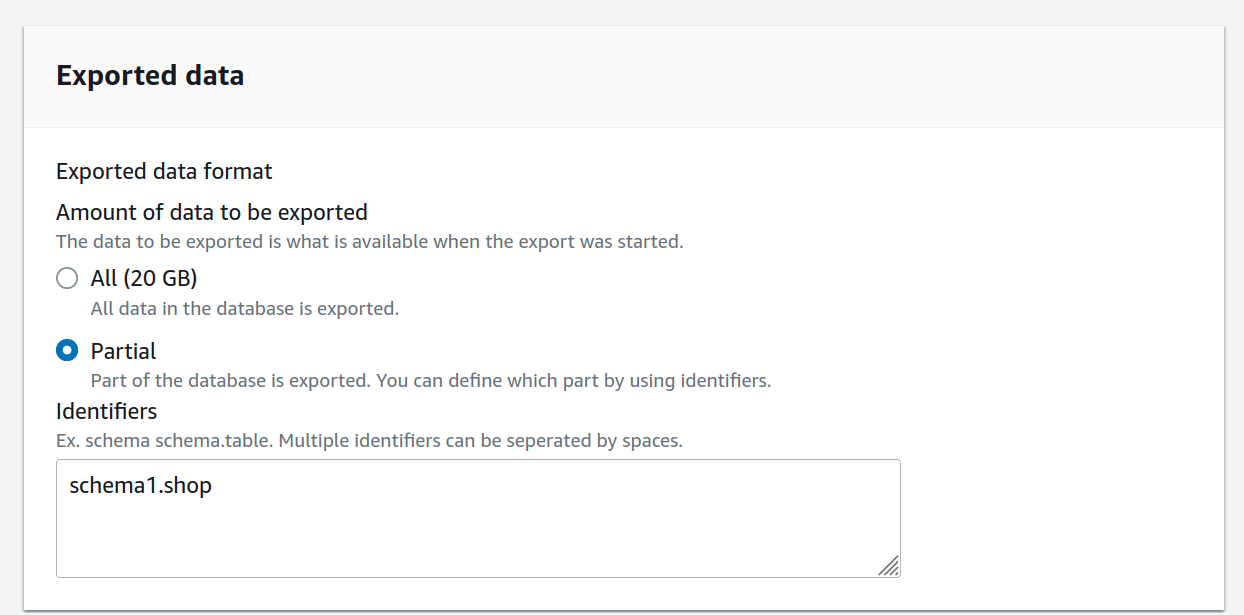 Export a Snapshot to s3 specify a table